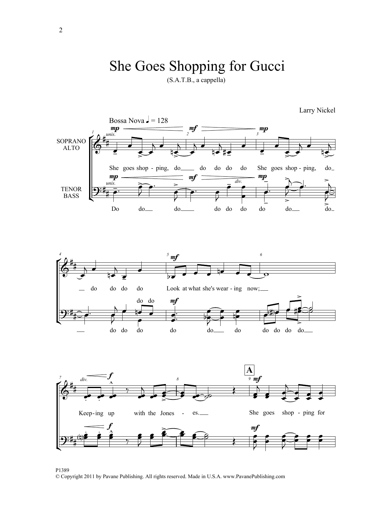 Download Larry Nickel She Goes Shopping for Gucci Sheet Music