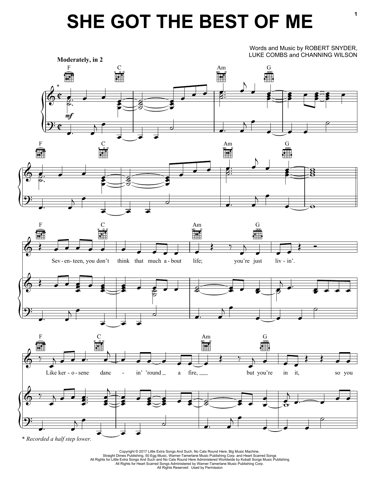 Download Luke Combs She Got The Best Of Me Sheet Music