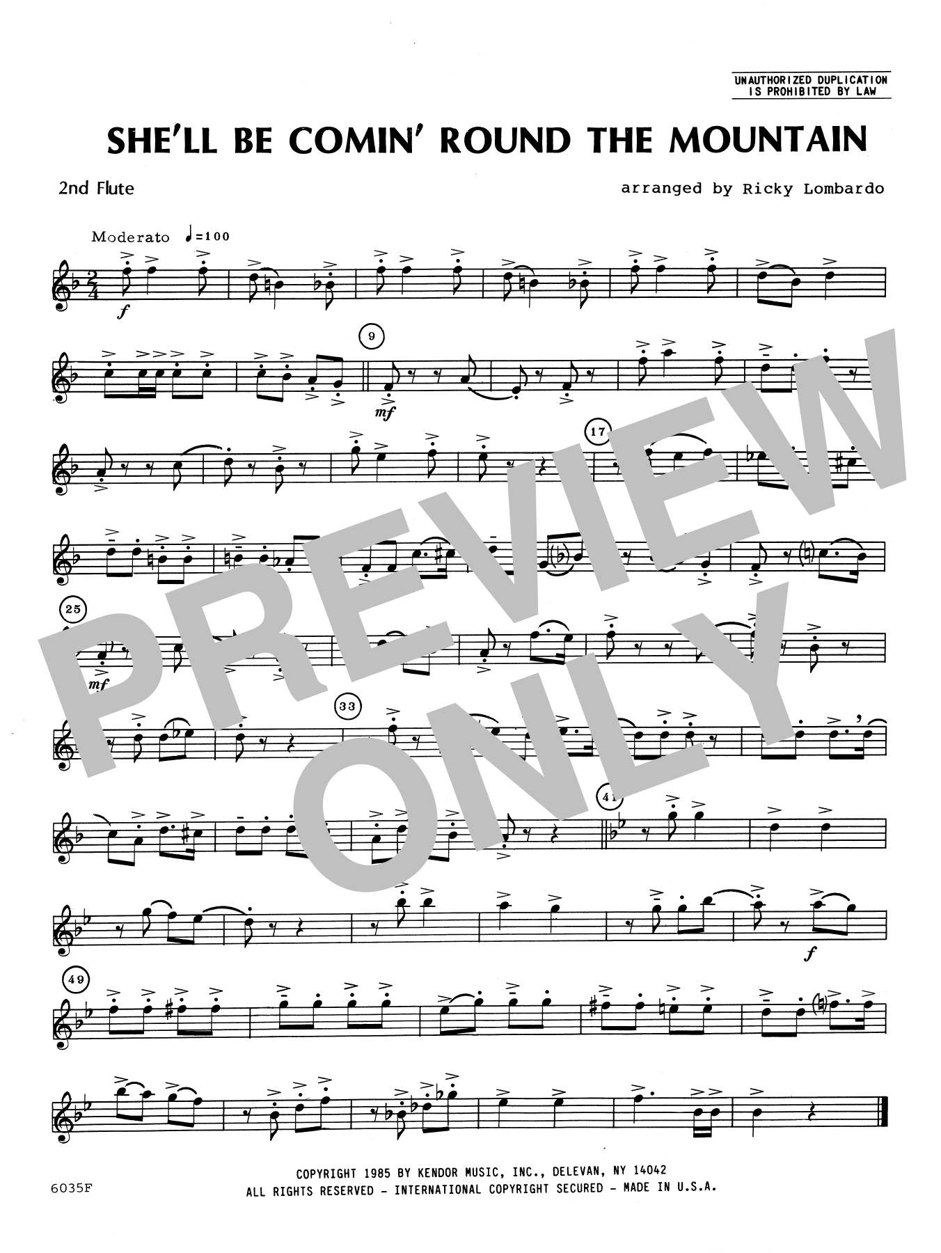 Download Ricky Lombardo She'll Be Comin' Round the Mountain - 2 Sheet Music