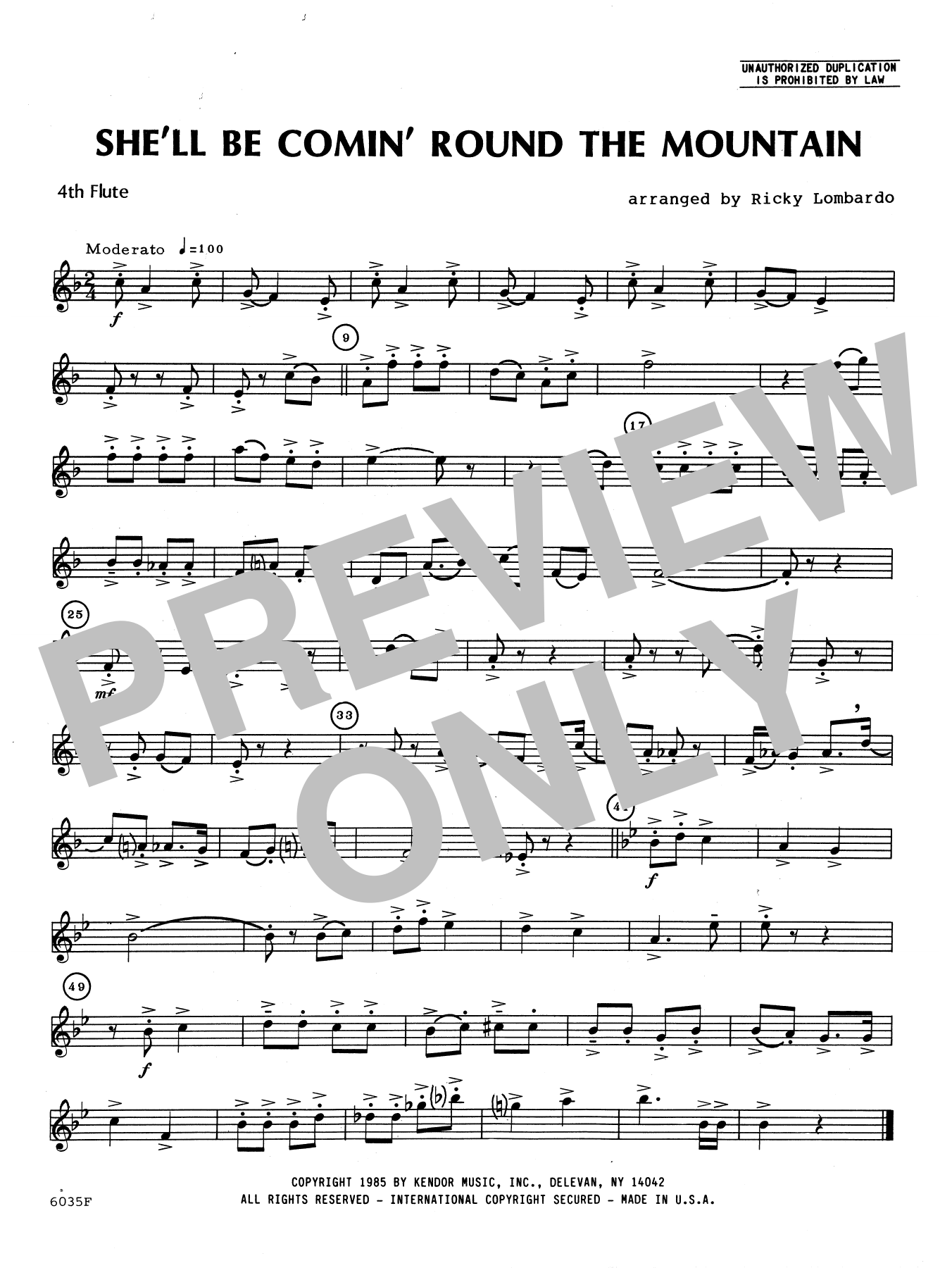Download Ricky Lombardo She'll Be Comin' Round the Mountain - 4 Sheet Music