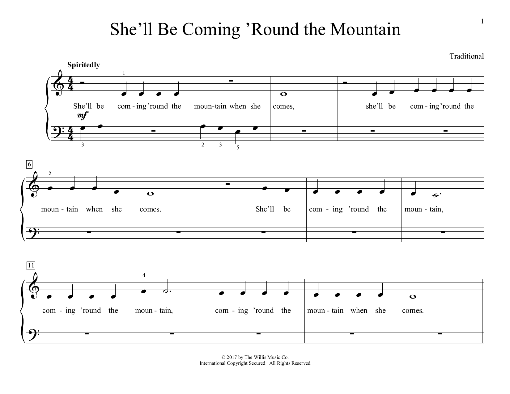 Download Traditional She'll Be Coming 'Round The Mountain (a Sheet Music