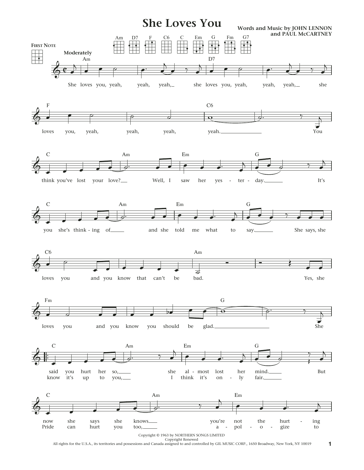 Download The Beatles She Loves You (from The Daily Ukulele) Sheet Music
