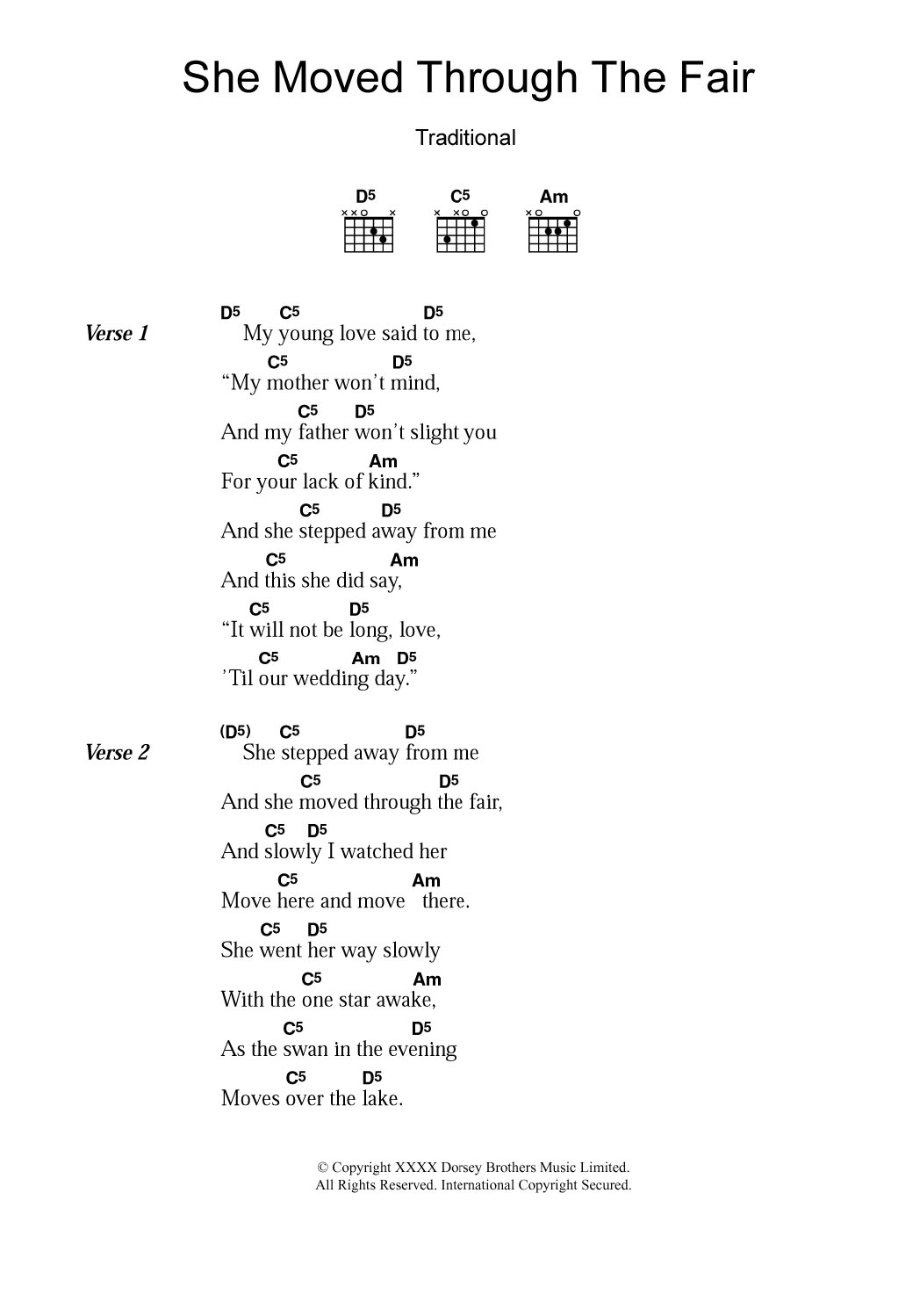 Download Irish Folksong She Moved Through The Fair Sheet Music