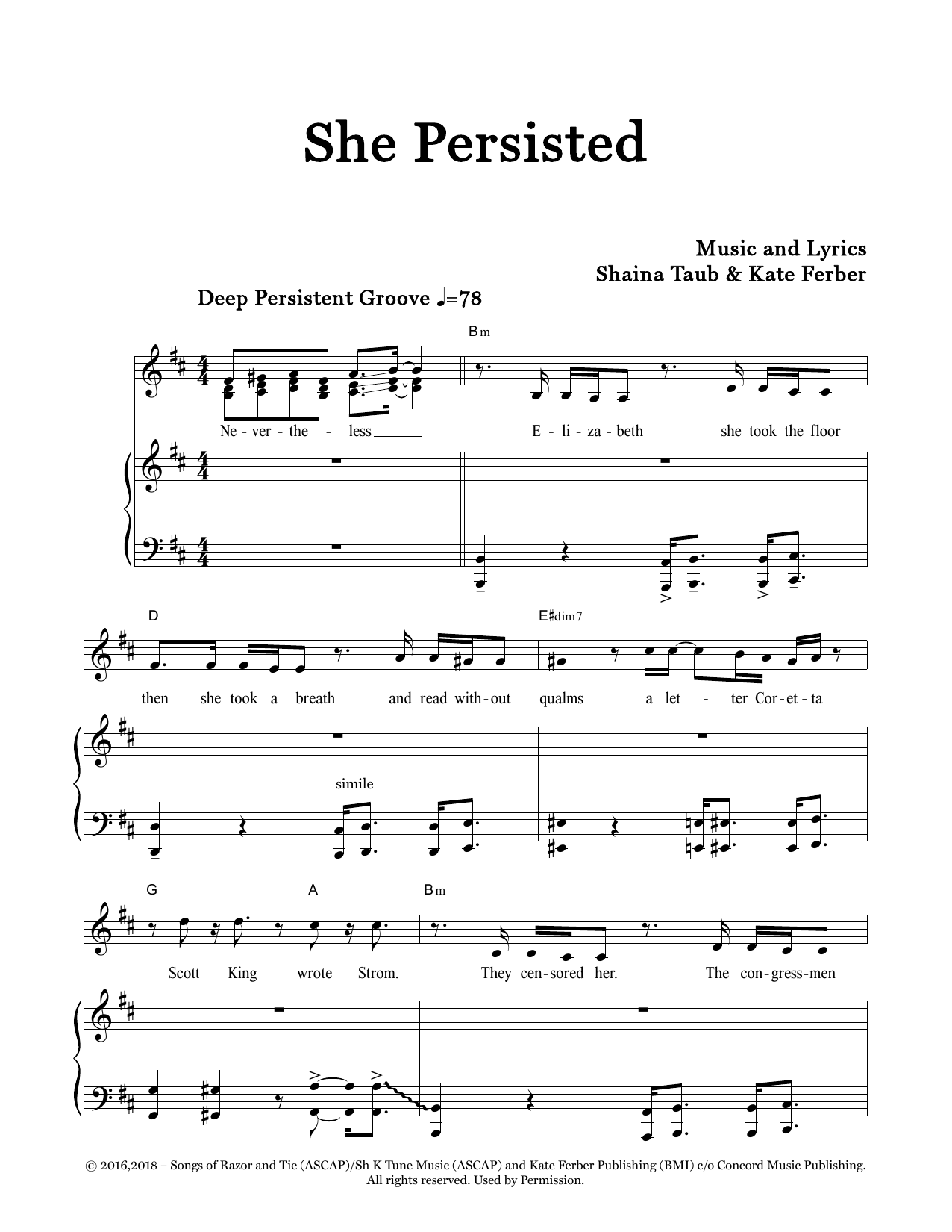 Download Shaina Taub She Persisted (feat. Kate Ferber) Sheet Music
