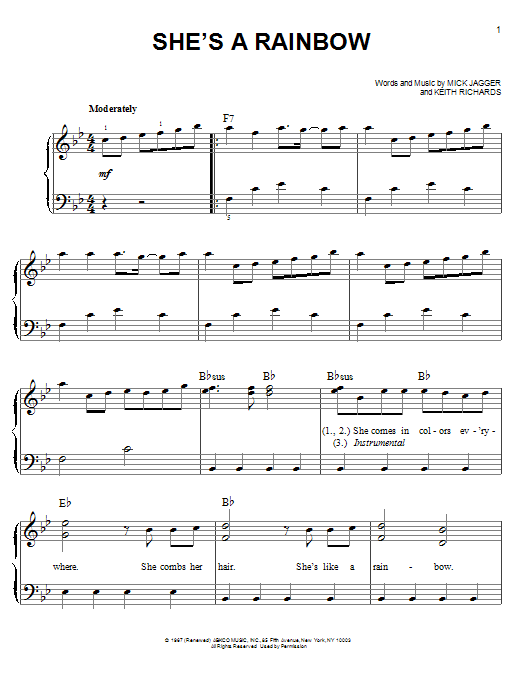 Download The Rolling Stones She's A Rainbow Sheet Music