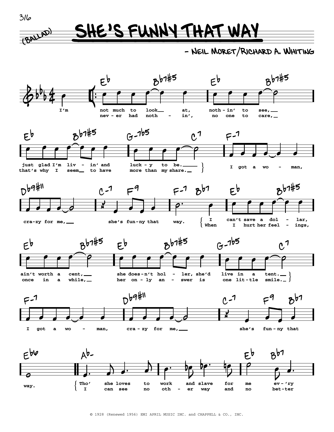 Download Billie Holiday She's Funny That Way (High Voice) Sheet Music