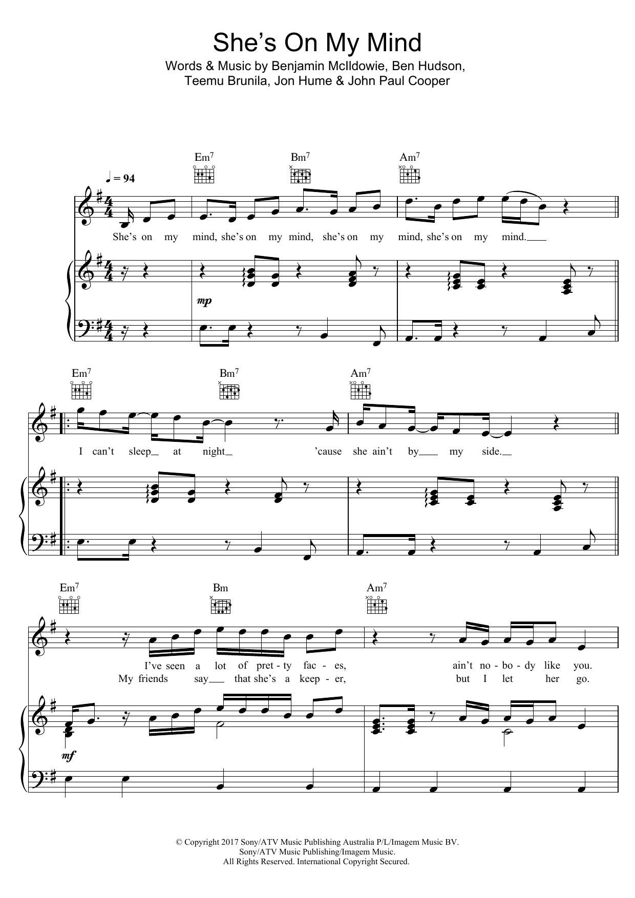 Download JP Cooper She's On My Mind Sheet Music
