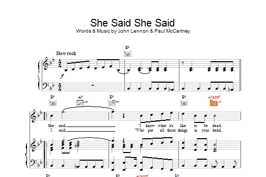The Beatles She Said She Said sheet music notes printable PDF score