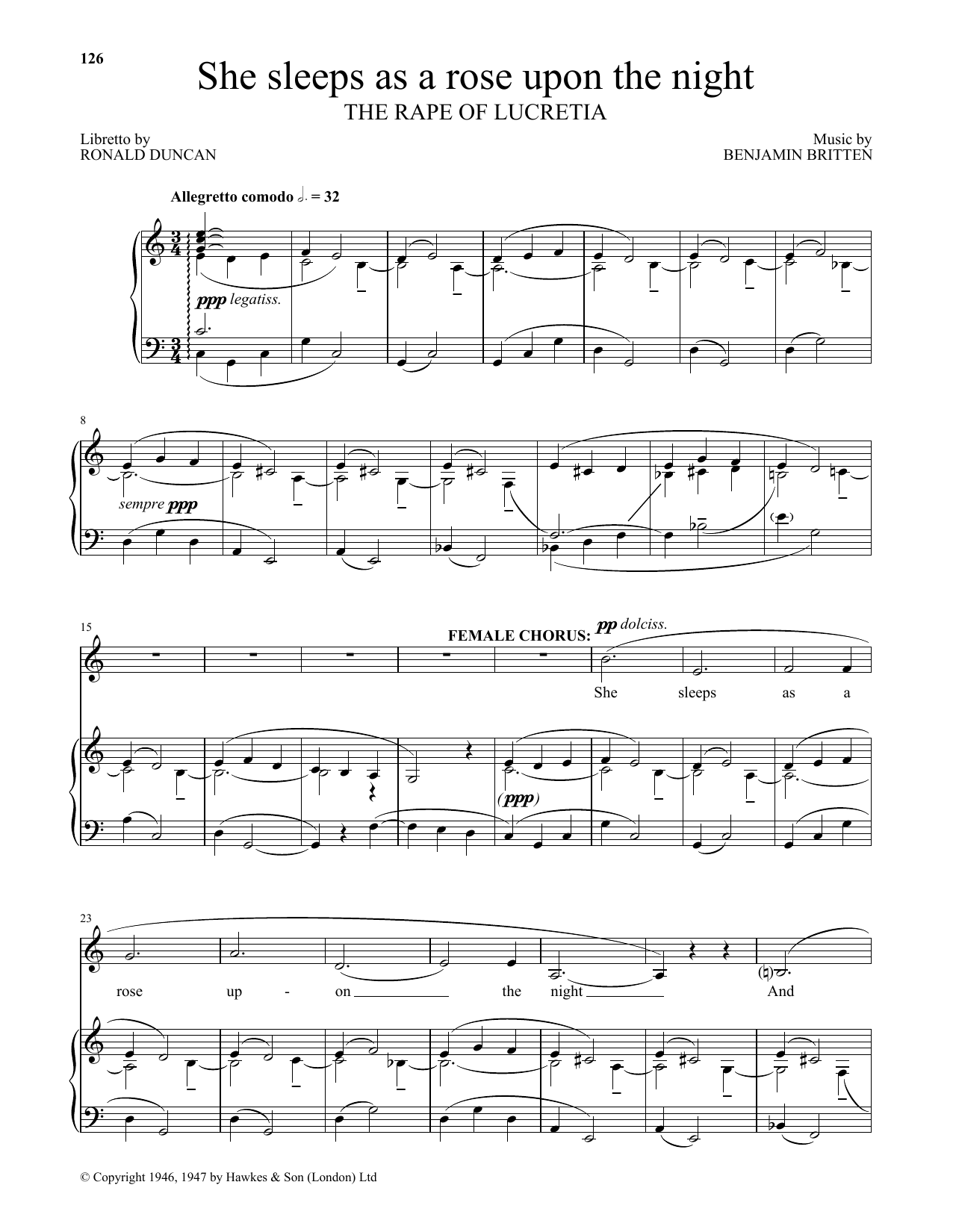 Download Benjamin Britten She sleeps as a rose upon the night (fr Sheet Music