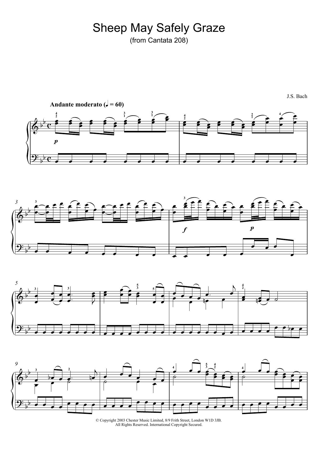 Download Johann Sebastian Bach Sheep May Safely Graze (from Cantata 20 Sheet Music
