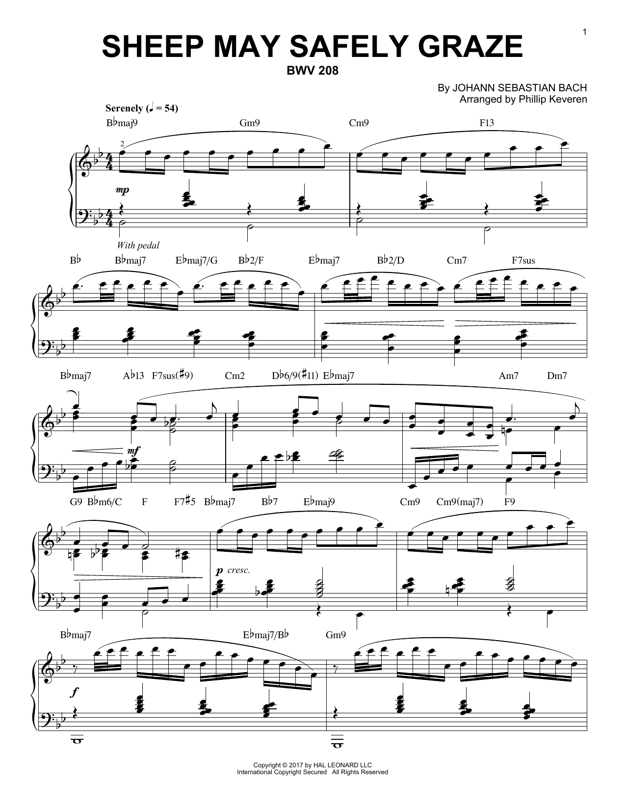 Download Johann Sebastian Bach Sheep May Safely Graze, BWV 208 [Jazz v Sheet Music
