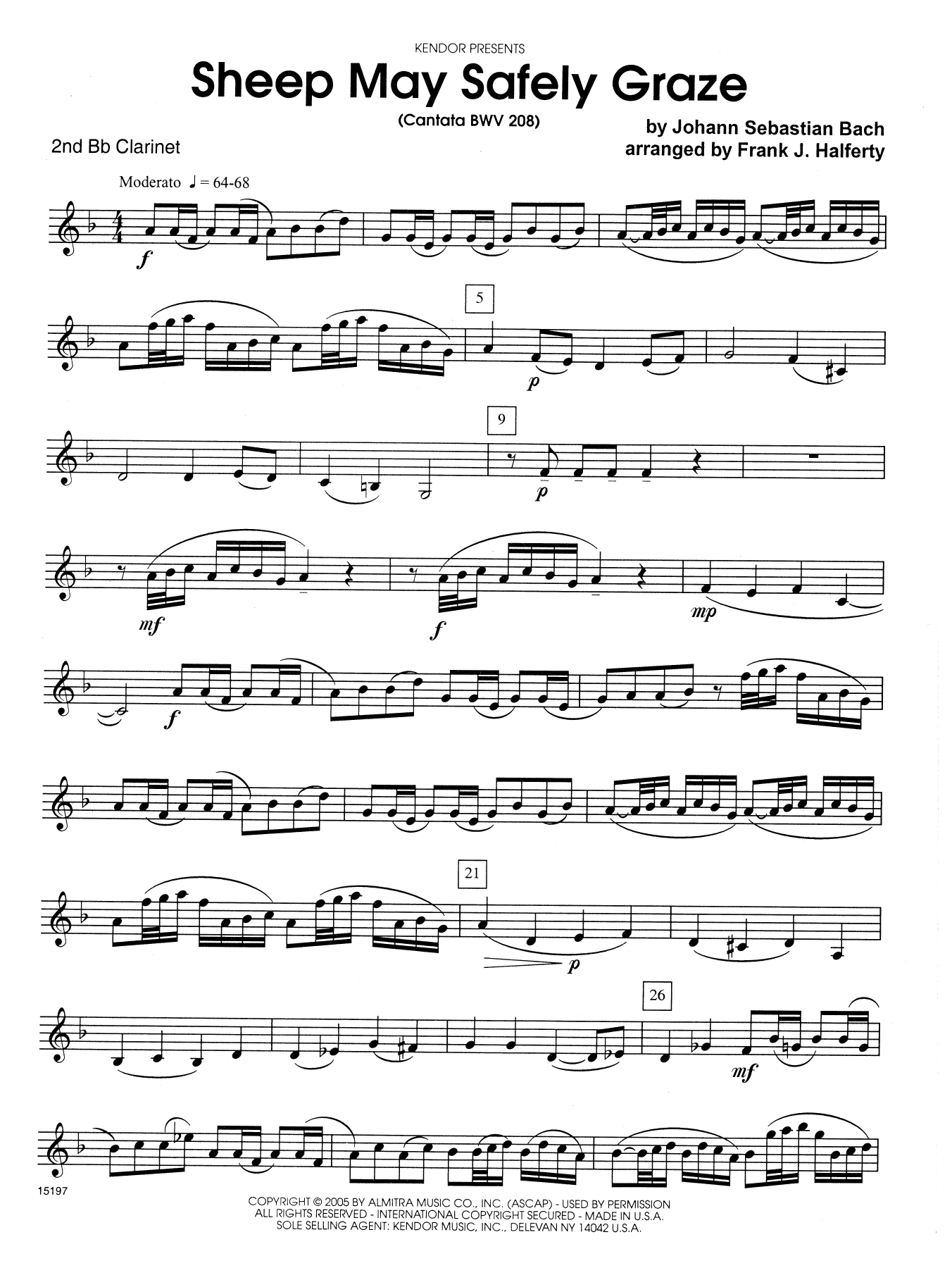Download Frank J. Halferty Sheep May Safely Graze (Cantata BWV 208 Sheet Music