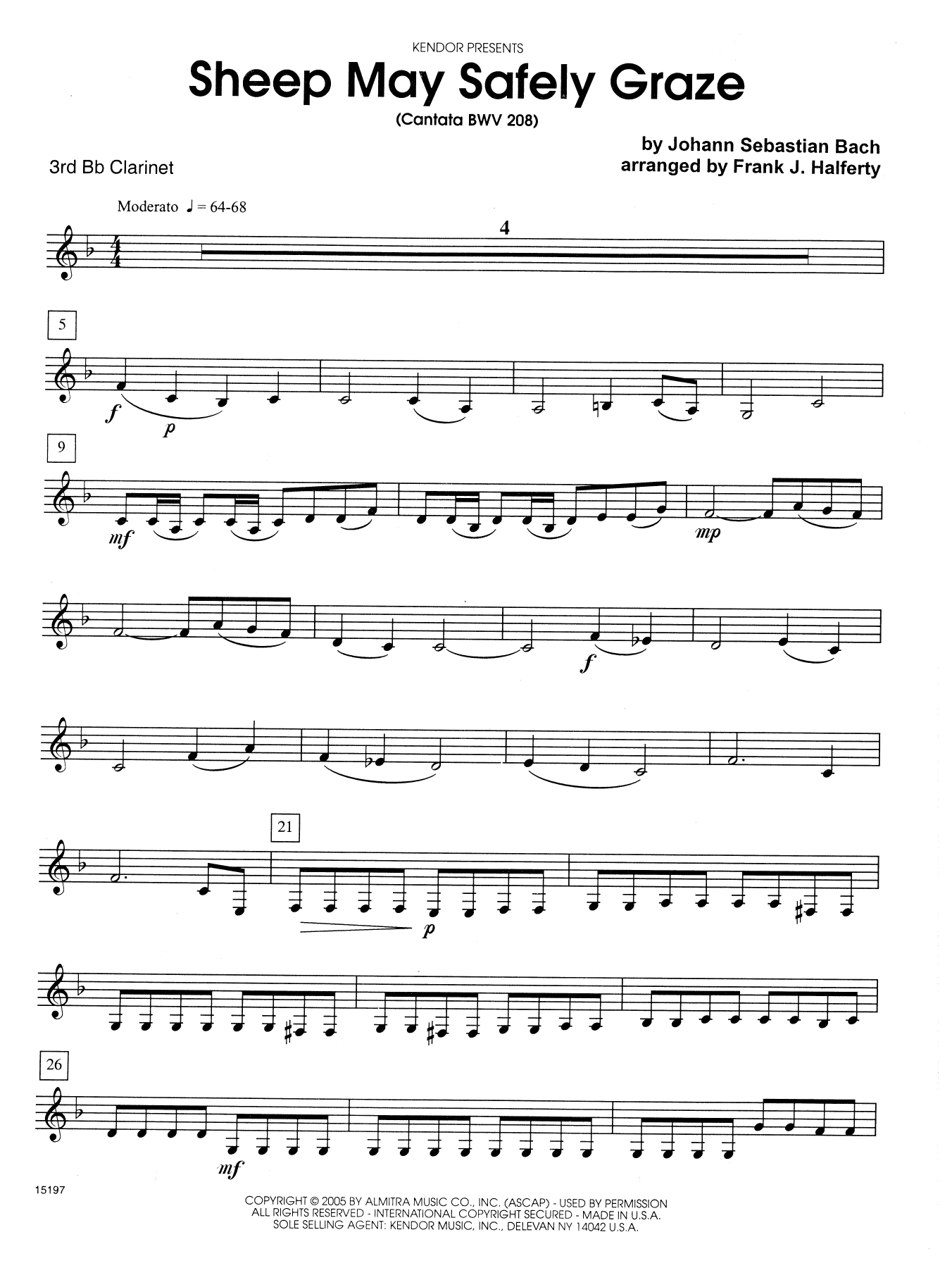 Download Frank J. Halferty Sheep May Safely Graze (Cantata BWV 208 Sheet Music
