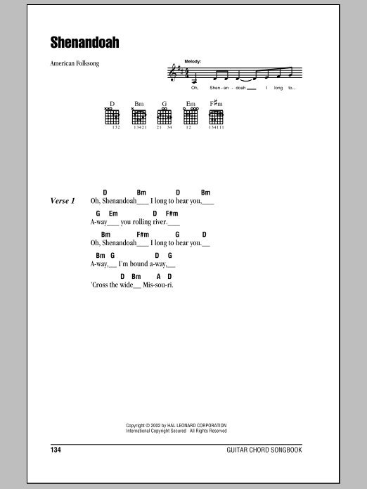 Download American Folksong Shenandoah Sheet Music