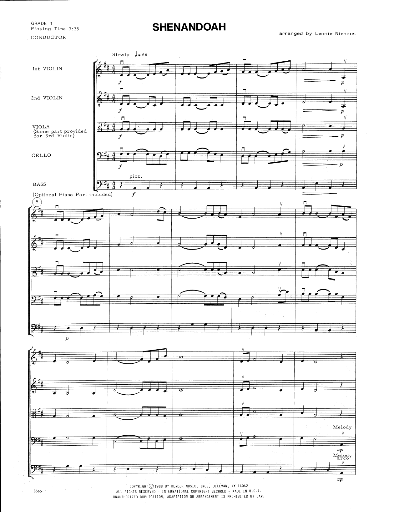 Download Traditional Shenandoah (arr. Lennie Niehaus) - Full Sheet Music
