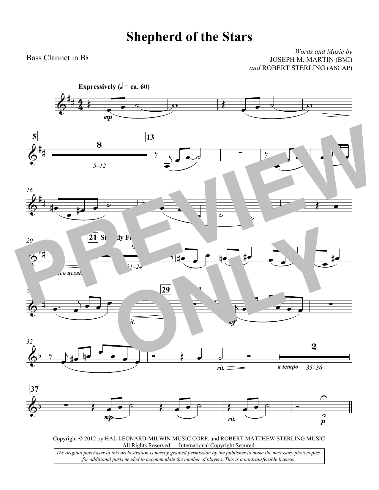 Download Joseph M. Martin Shepherd Of The Stars - Bass Clarinet i Sheet Music