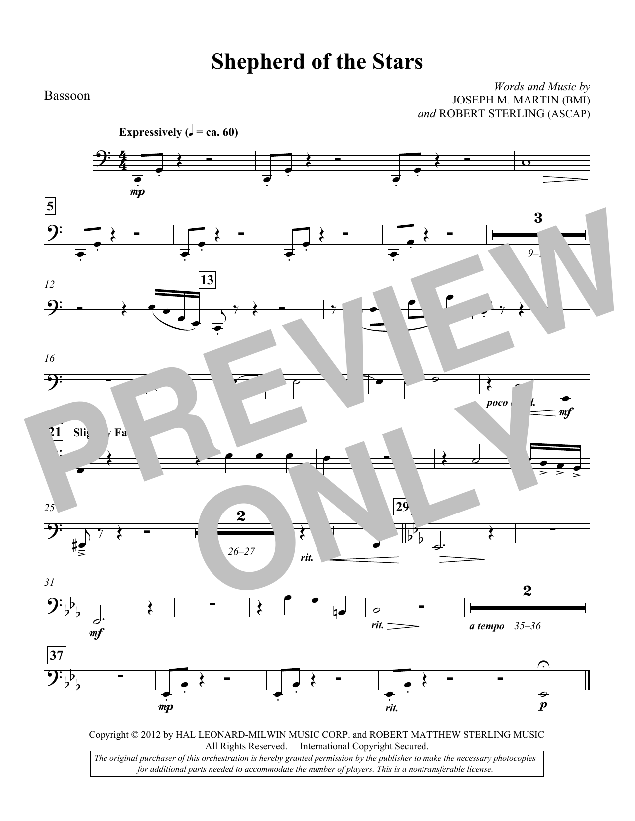 Download Joseph M. Martin Shepherd Of The Stars - Bassoon Sheet Music