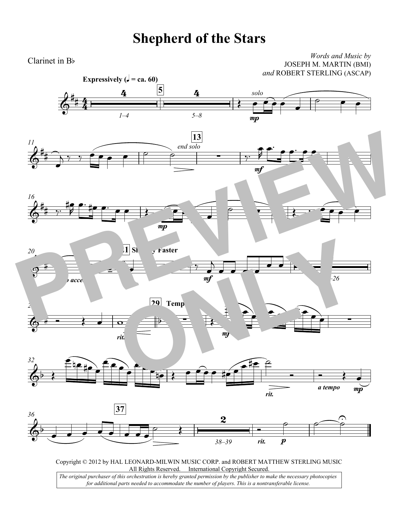 Download Joseph M. Martin Shepherd Of The Stars - Clarinet Sheet Music