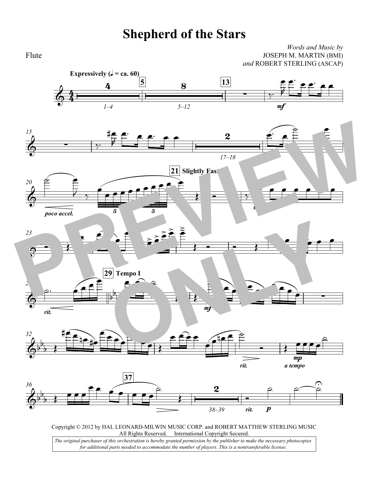 Download Joseph M. Martin Shepherd Of The Stars - Flute Sheet Music