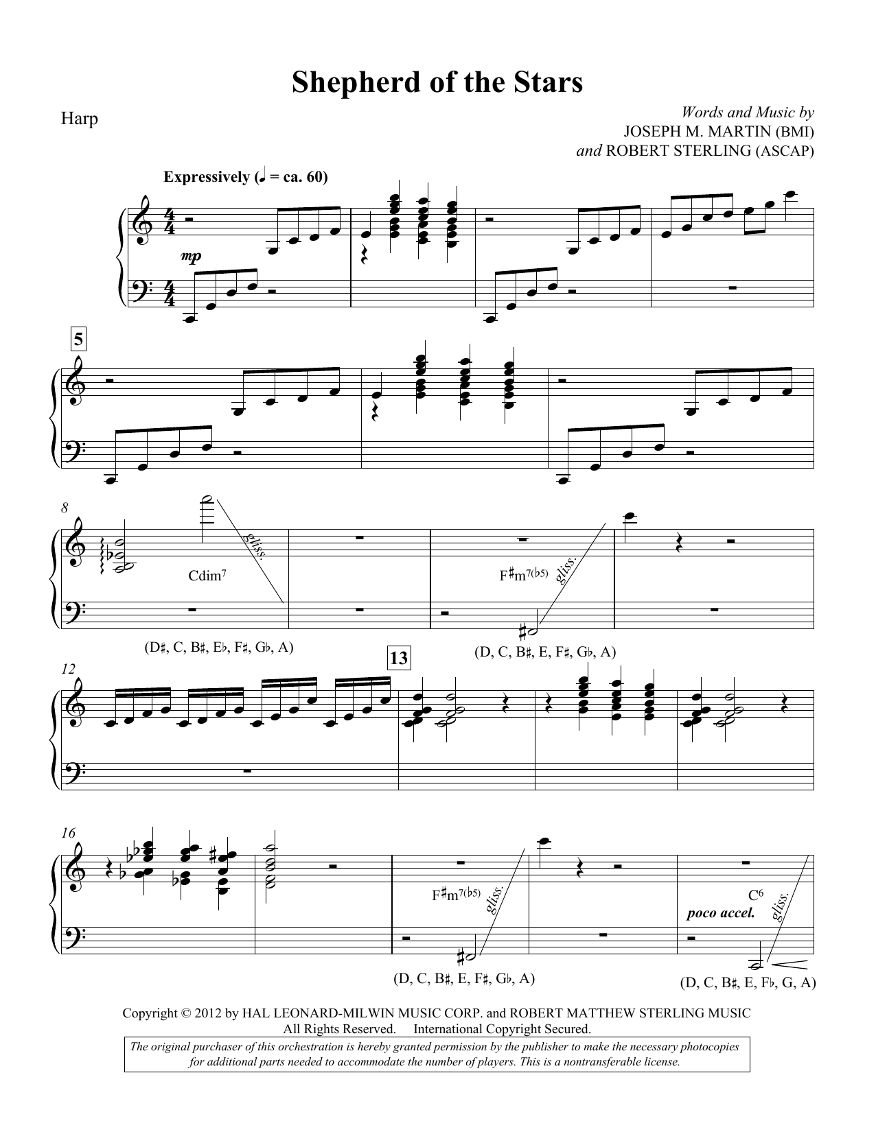 Download Joseph M. Martin Shepherd Of The Stars - Harp Sheet Music