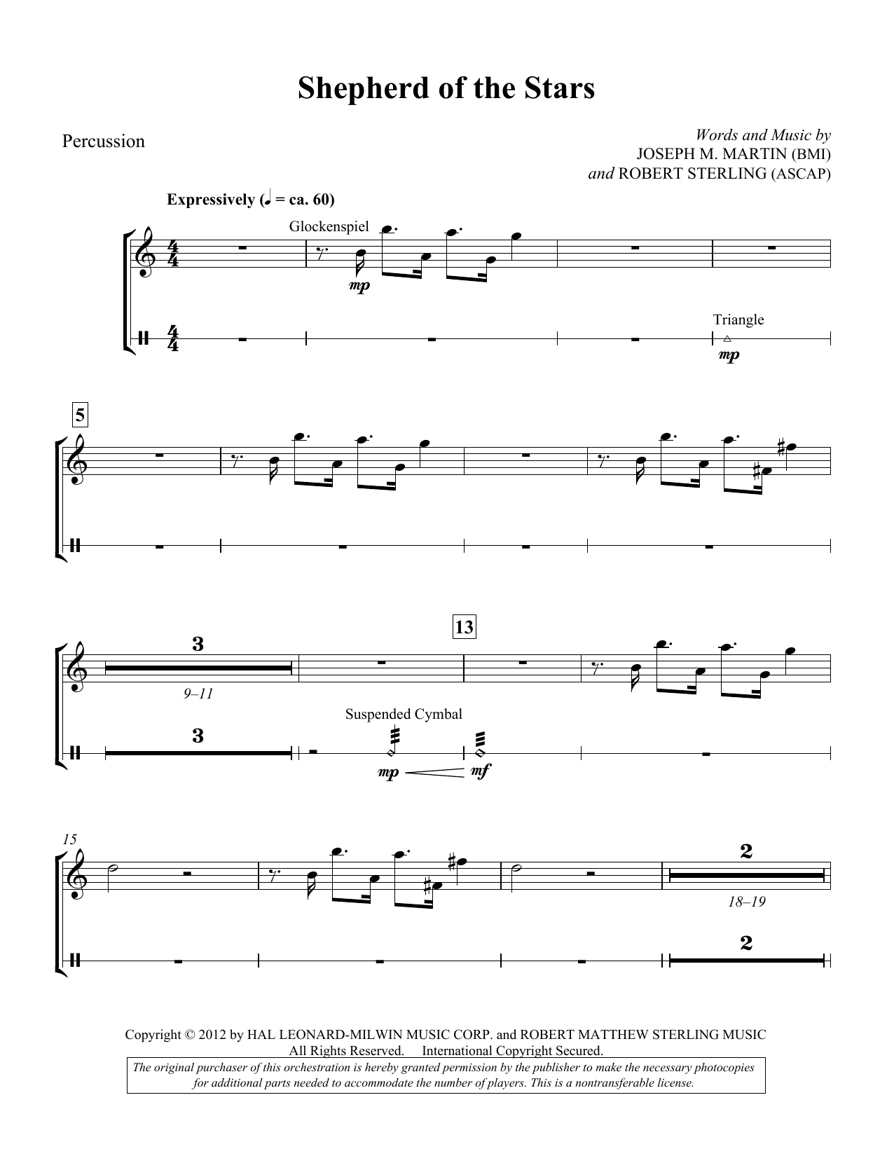 Download Joseph M. Martin Shepherd Of The Stars - Percussion Sheet Music