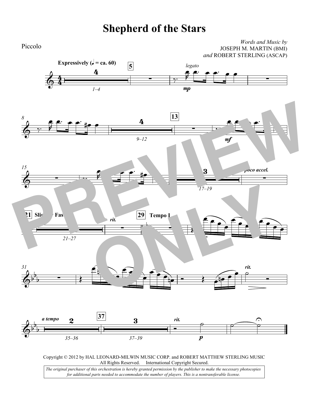 Download Joseph M. Martin Shepherd Of The Stars - Piccolo Sheet Music