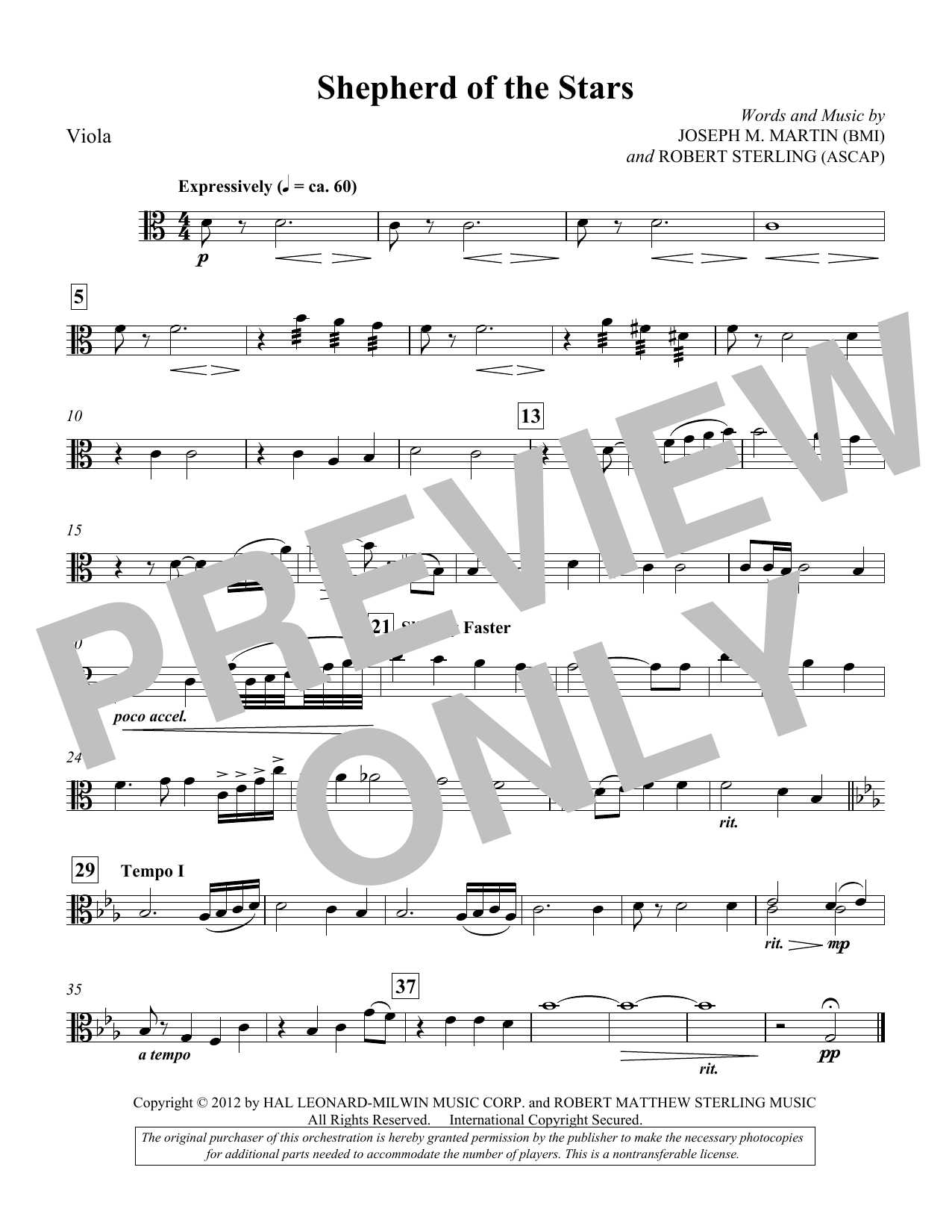 Download Joseph M. Martin Shepherd Of The Stars - Viola Sheet Music