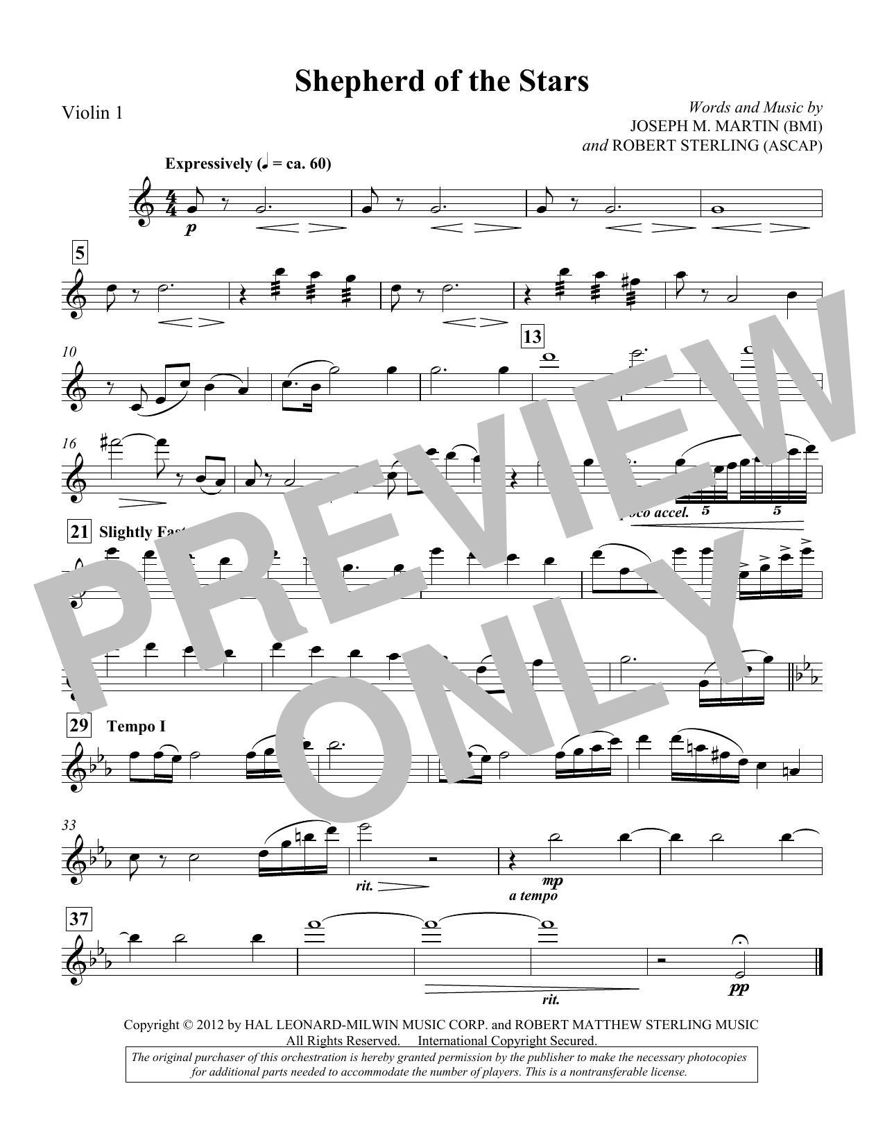 Download Joseph M. Martin Shepherd Of The Stars - Violin 1 Sheet Music
