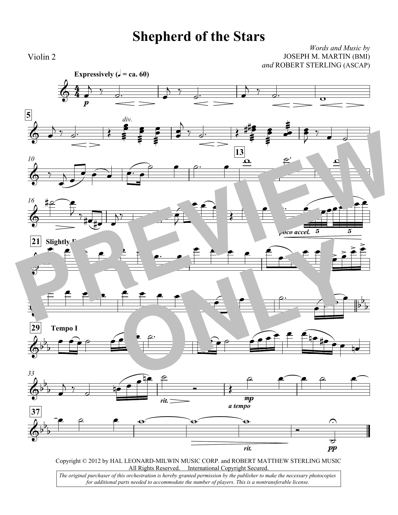 Download Joseph M. Martin Shepherd Of The Stars - Violin 2 Sheet Music