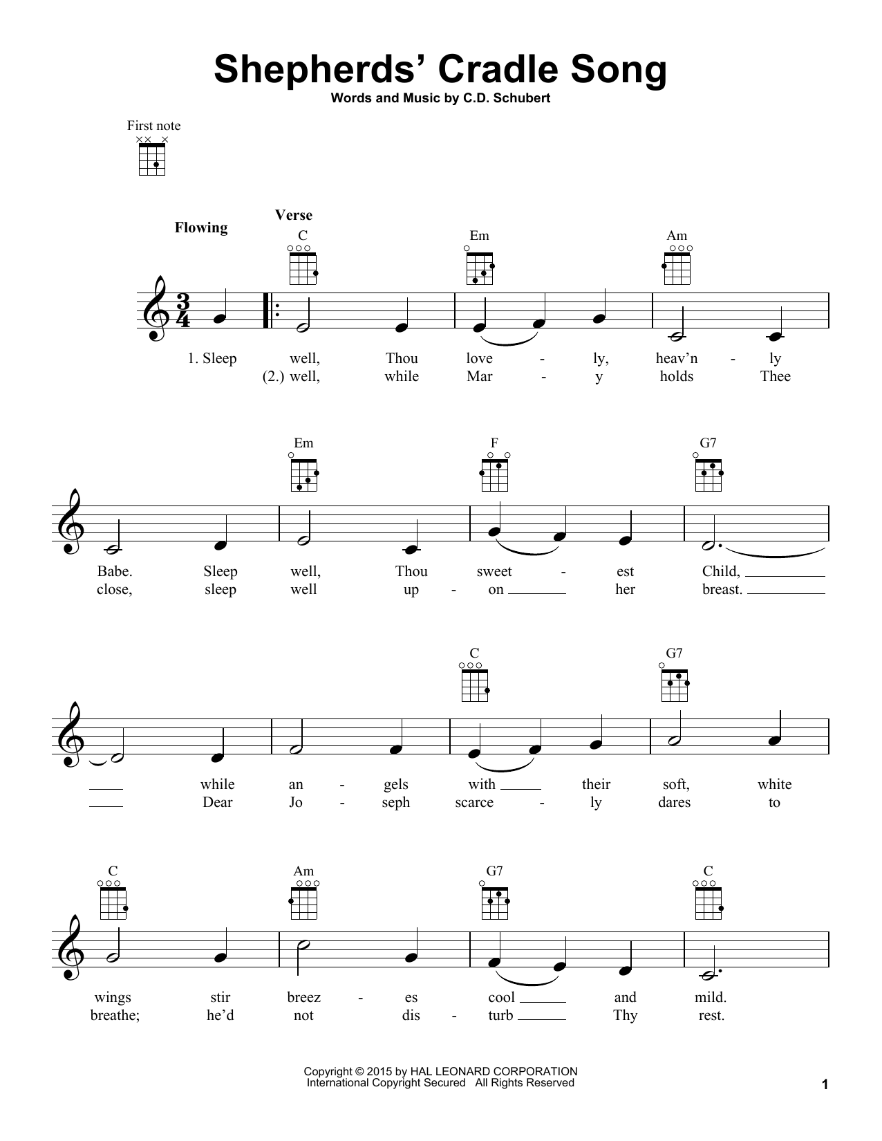 Download C.D. Schubert Shepherds' Cradle Song Sheet Music