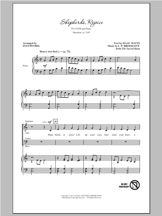 Download L. P. Breedlove Shepherds, Rejoice (arr. Stan Pethel) Sheet Music