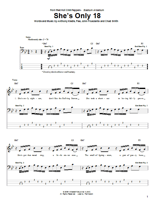 Download Red Hot Chili Peppers She's Only 18 Sheet Music