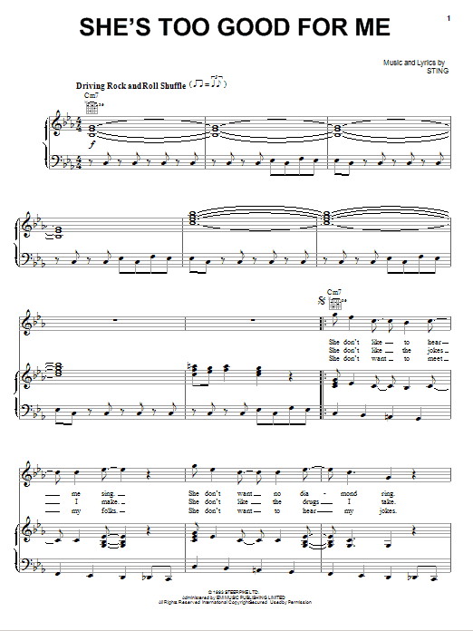 Download Sting She's Too Good For Me Sheet Music