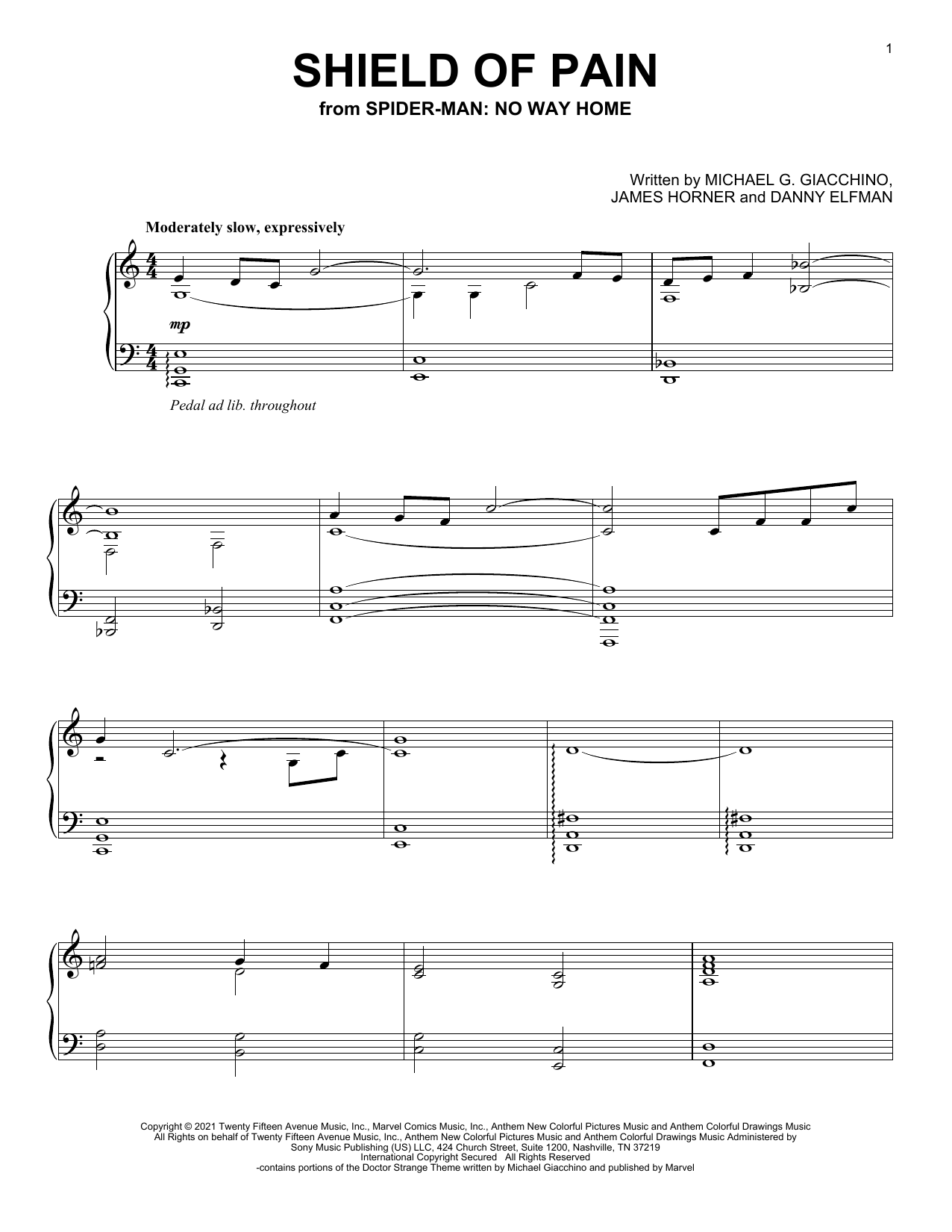 Download Michael Giacchino Shield Of Pain (from Spider-Man: No Way Sheet Music