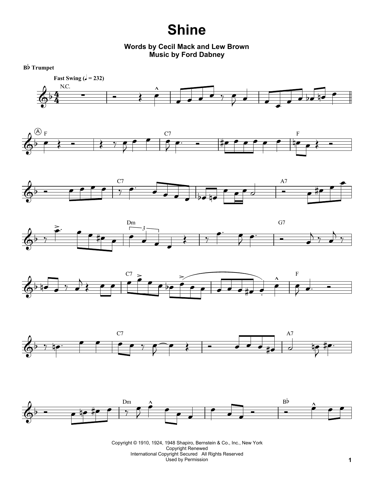 Download Louis Armstrong Shine Sheet Music