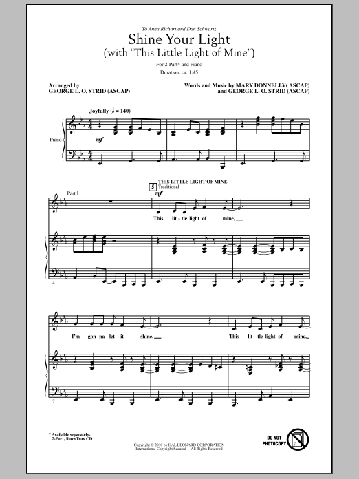 Download George L.O. Strid Shine Your Light (with This Little Ligh Sheet Music