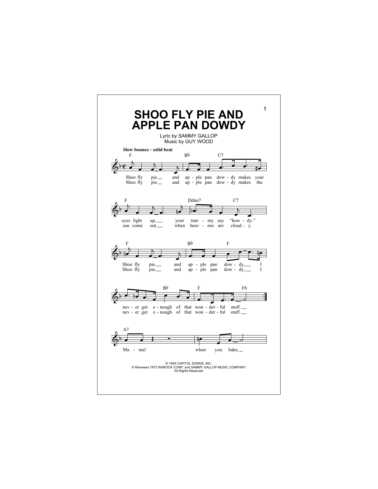 Download Guy Wood Shoo Fly Pie And Apple Pan Dowdy Sheet Music