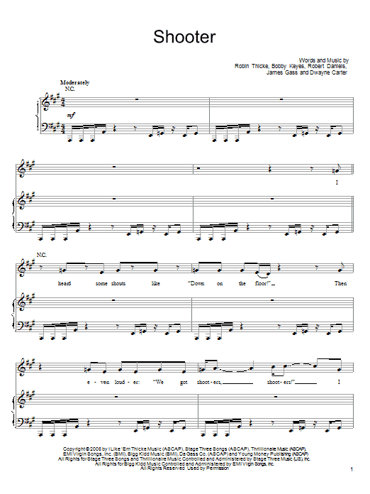 Download Robin Thicke Shooter Sheet Music