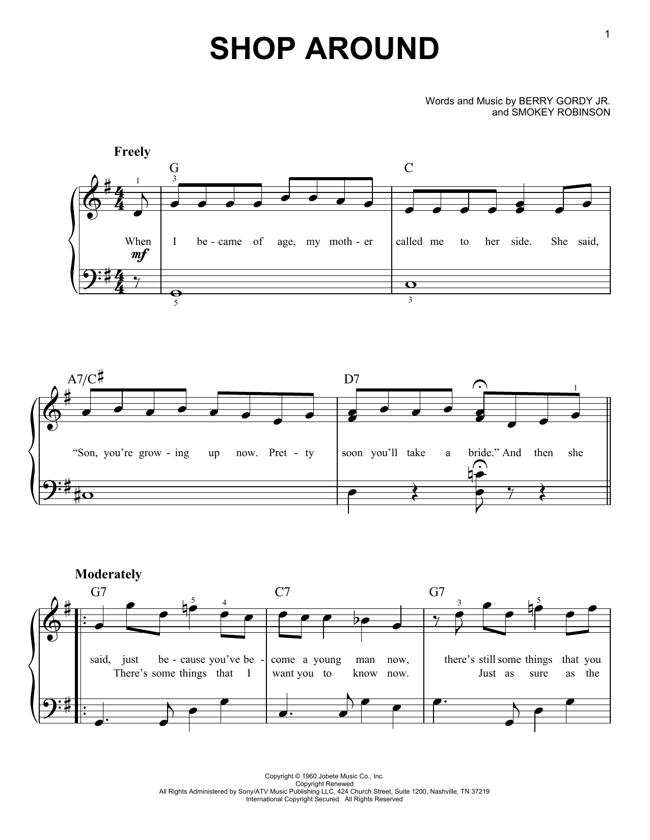 Download The Captain & Tennille Shop Around Sheet Music
