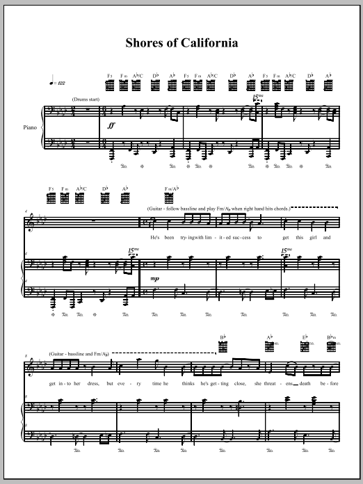 Download The Dresden Dolls Shores Of California Sheet Music