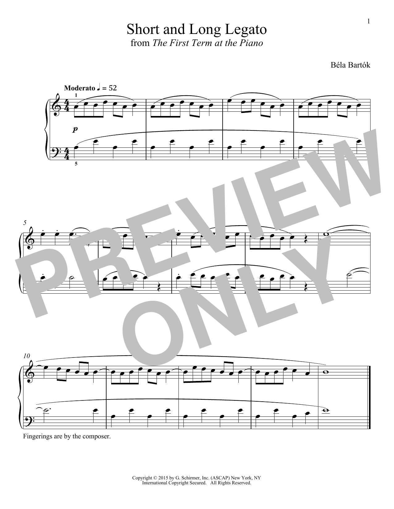 Download Bela Bartok Short And Long Legato Sheet Music