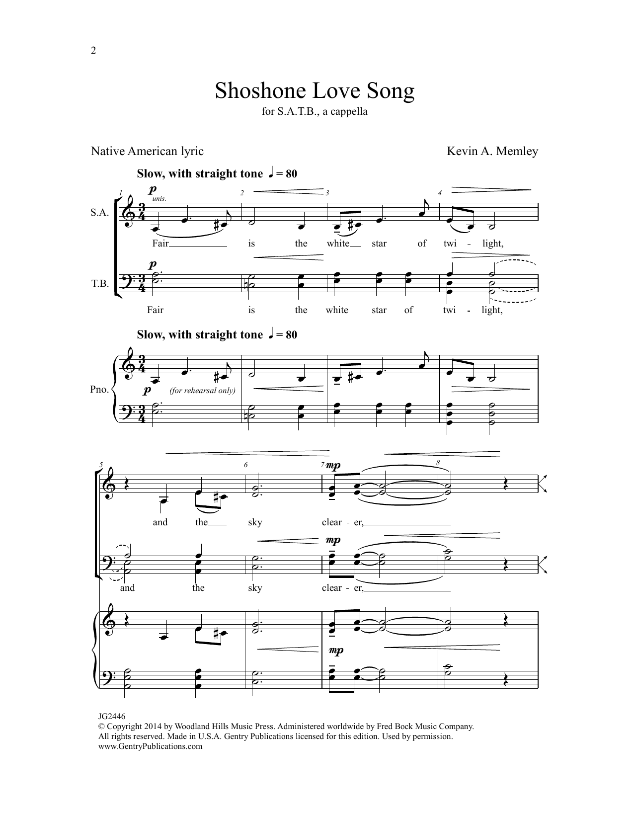Download Kevin A. Memley Shoshone Love Song Sheet Music