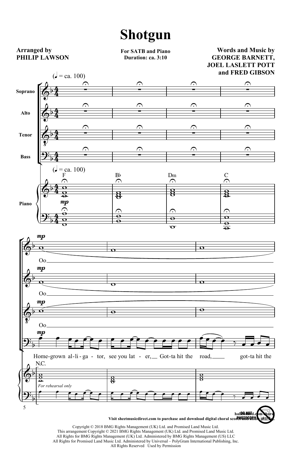 Download George Ezra Shotgun (arr. Philip Lawson) Sheet Music