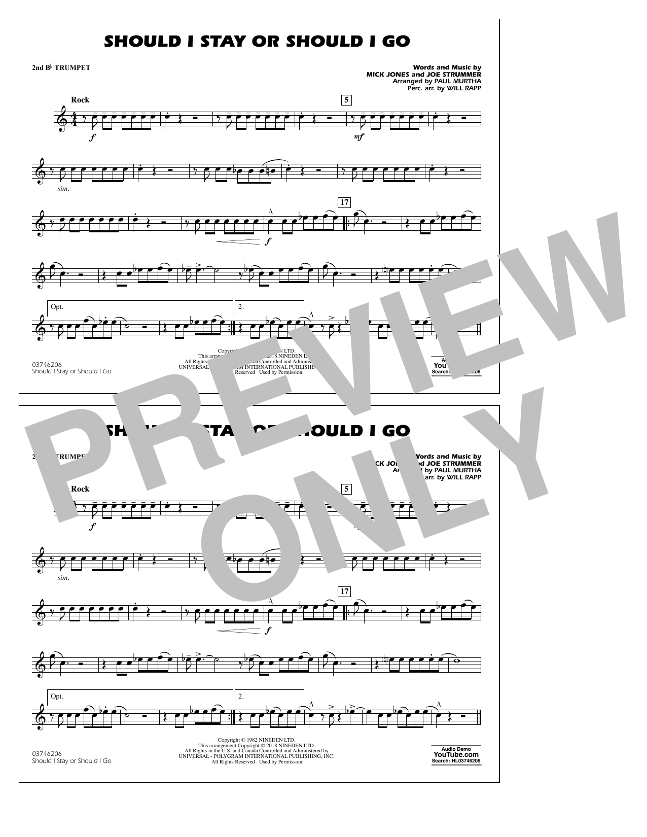 Download Paul Murtha Should I Stay Or Should I Go - 2nd Bb T Sheet Music