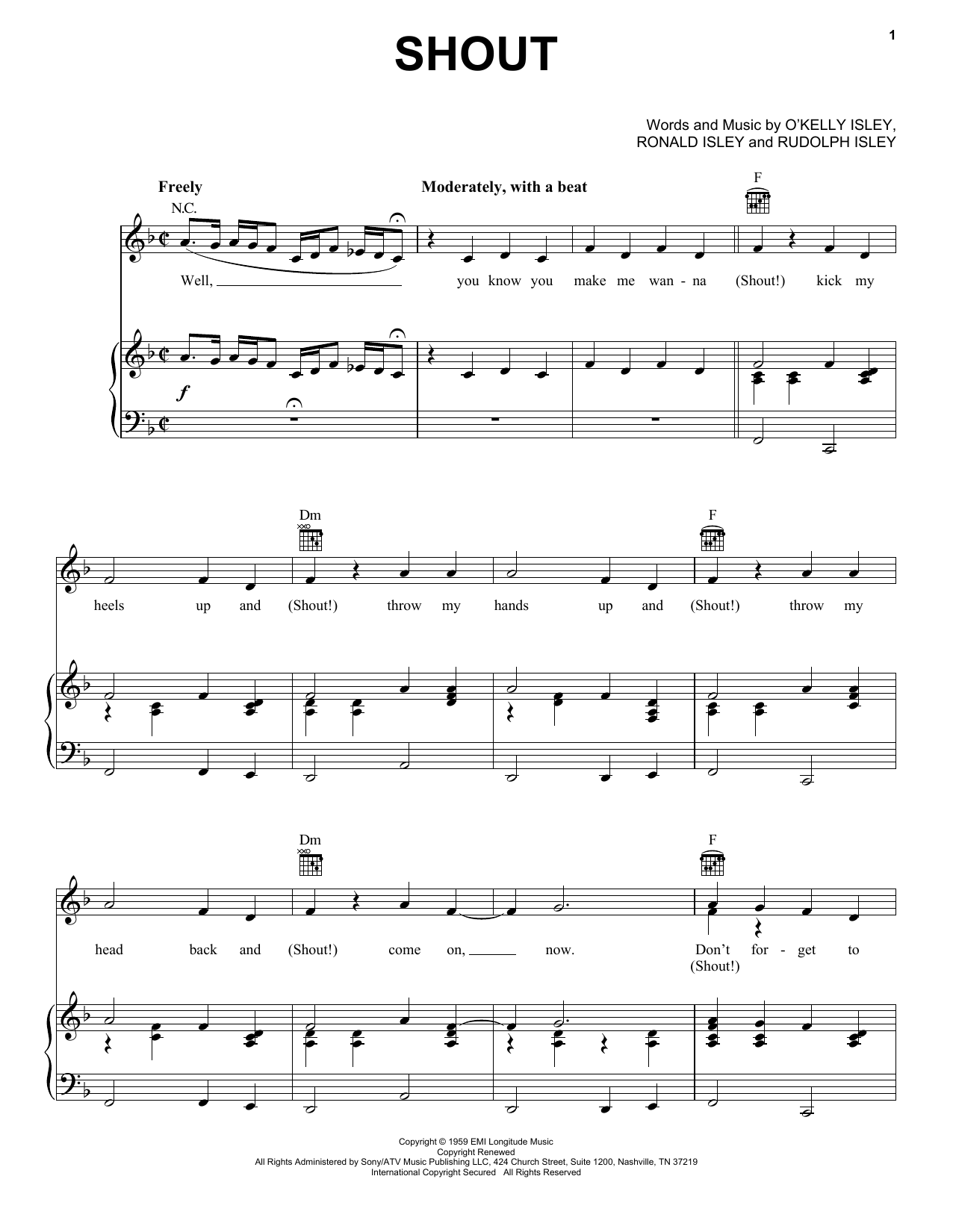 Download The Isley Brothers Shout Sheet Music