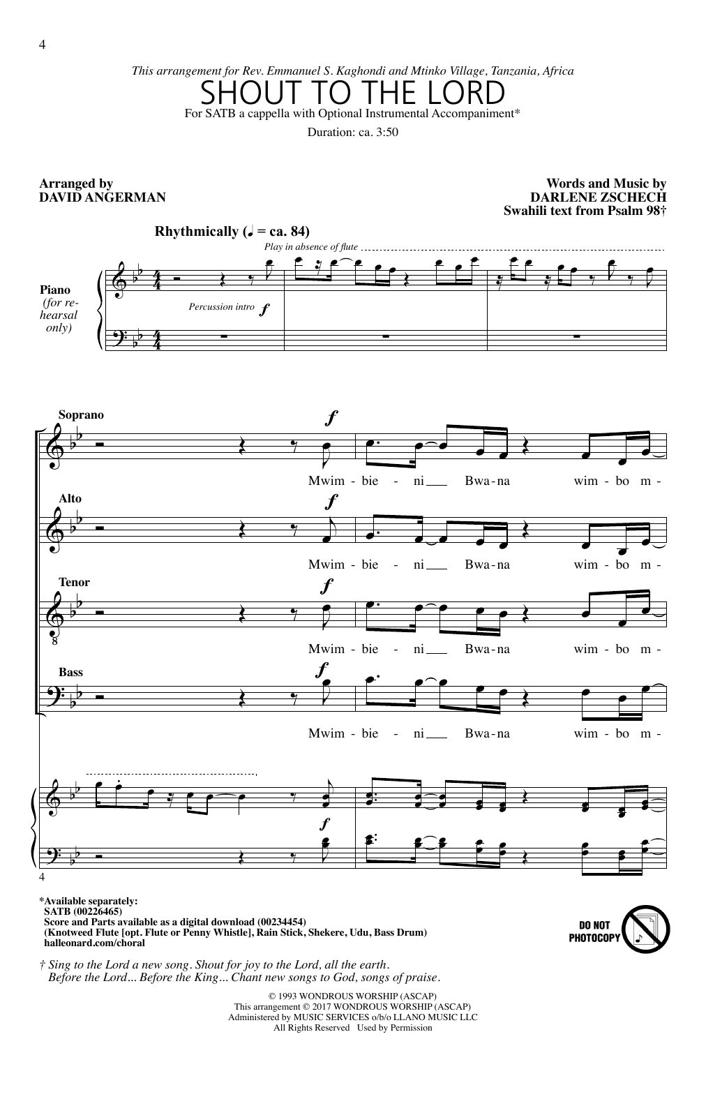 Download David Angerman Shout To The Lord Sheet Music