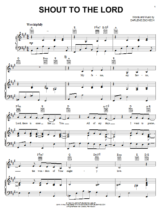 Hillsong Shout To The Lord sheet music notes printable PDF score