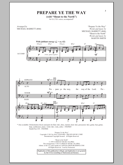 Download Martin Smith Shout To The North Sheet Music