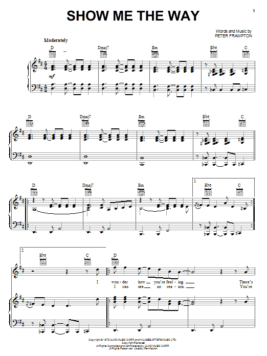 Download Peter Frampton Show Me The Way Sheet Music
