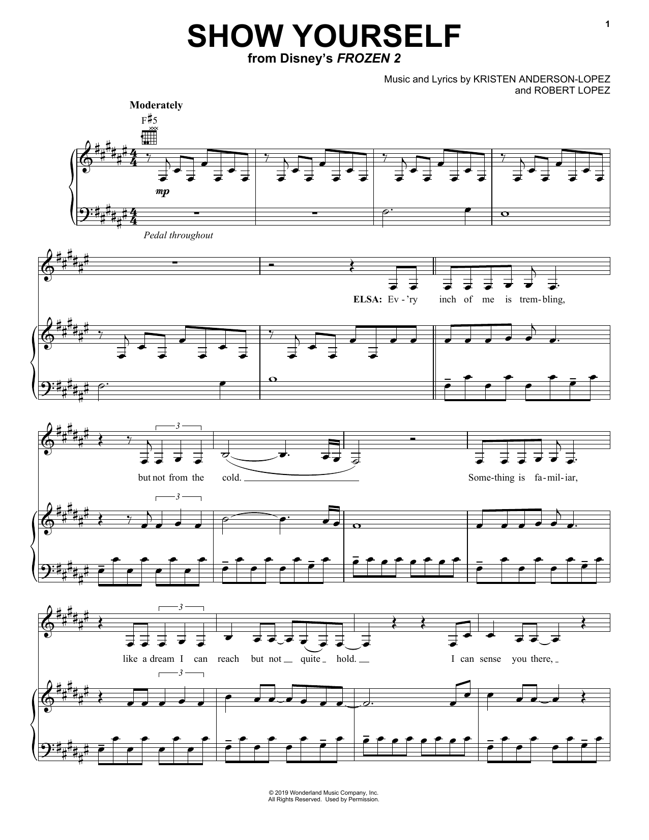 Idina Menzel and Evan Rachel Wood Show Yourself (from Disney's Frozen 2) sheet music notes printable PDF score
